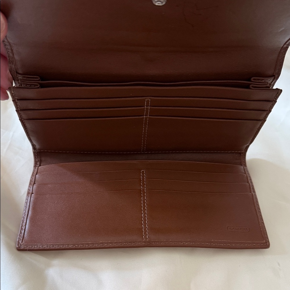 Coach Signature Brown and Tan Clutch - Picture 3 of 9